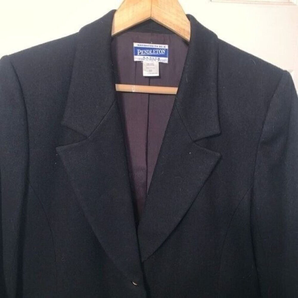 Pendleton Black Vintage 100% Virgin Wool Business Casual 2 Button Blazer Size 10 - Picture 5 of 11